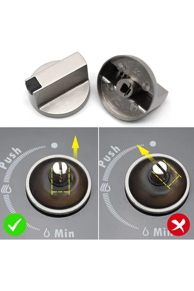 OEM Set de 4 butoane pentru aragaz/cuptor pe gaz, Zinc, 6 mm, Argintiu/Negru