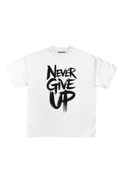 RawNox تي شيرت مطبوع للجنسين بقصة فضفاضة لا تستسلم أبدًا