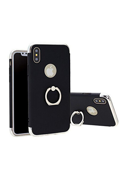 BLACK Carcasă Apple iPhone X, Elegance Luxury 3 în 1, inel negru