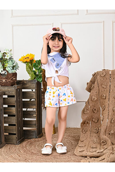 LilPicks By Styli Graphic Printed Crop Top and Printed Shorts Set