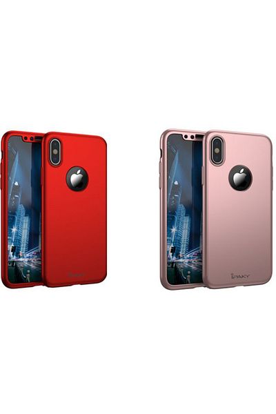 OEM Pachet de 2 huse IPAKY pentru iPhone X - Decupate - Cu folie de protecție pentru ecran din sticlă