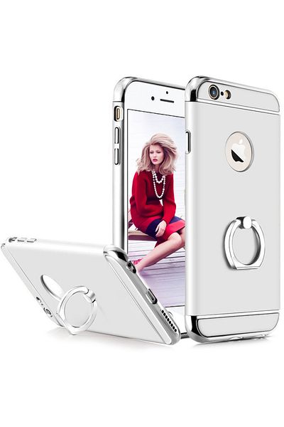 OEM Husa de telefon pentru iPhone 6/6S Plus oferă protecție ultra-subțire 3 în 1 - Inel argintiu în formă de S