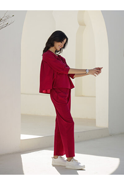 Sanskrutihomes By Styli Solid Square Neck Cotton Top and Trouser Co-Ords