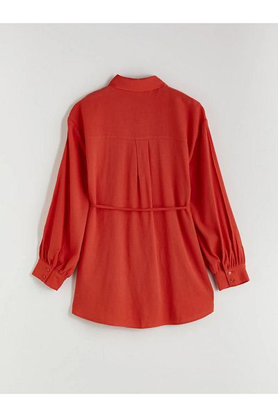 LC Waikiki Lcw Modest Orange Linen Blend Women's Shirt Tunic
