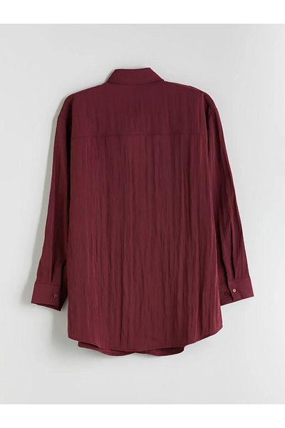 LC Waikiki Lcw Modest Burgundy Textured Women's Shirt Tunic