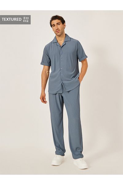 Styli Textured Ribbed Knit Relaxed Fit Shirt and Pants Co-Ords