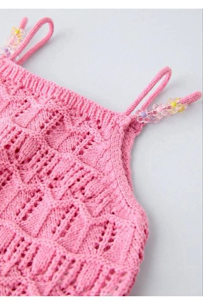 MIZUKI Girl's Pink Knitted Knitwear Set Bottom Top