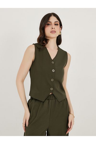 Styli Regular Fit Waistcoat and Wide Leg Pants Co-Ords