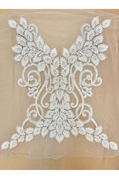 Luxuro Set of Bust Panels with Leaves, Crystals, Pearls and Sequins