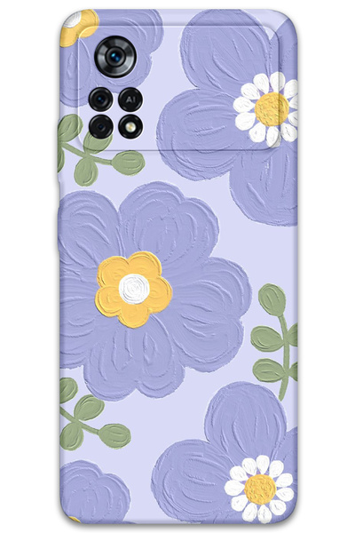 Gramaphone Poco x4 Pro 5G Uyumlu Çiçek Desenli Telefon Kılıfı + Ekran Koruyuc...
