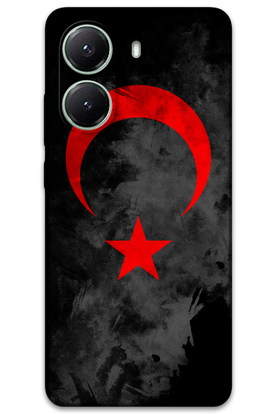 Gramaphone Poco x7 Pro Uyumlu Türk Bayrağı Desenli Telefon Kılıfı + Ekran Koruyucu - 5852