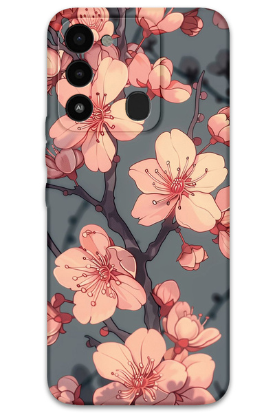 Gramaphone Tecno Spark 8c Uyumlu Çiçek Desenli Telefon Kılıfı + Ekran Koruyucu - 5801