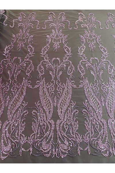 Luxuro Couture Powder Lace with Geometric Pattern, Beads and Sequins