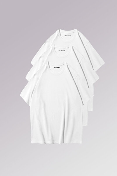 NEVERMIND Pachet de tricou pentru bărbați și femei, alb, bumbac 100% bucăți, 3 bucăți