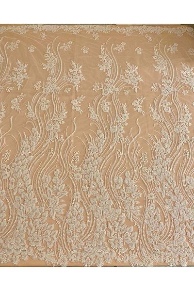 Luxuro Floral Lace with Pearls and Sequins