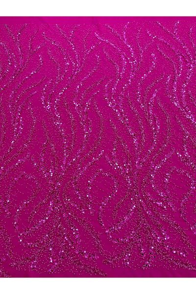 Luxuro Couture Fuchsia Lace with Pearls, Beads and Sequins