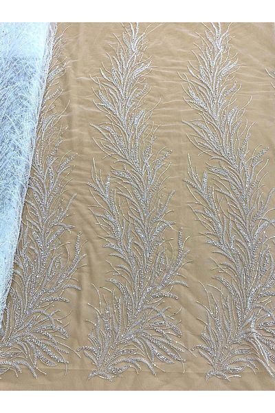 Luxuro Couture Diamond Lace with Branches, Pearls, Beads and Sequins