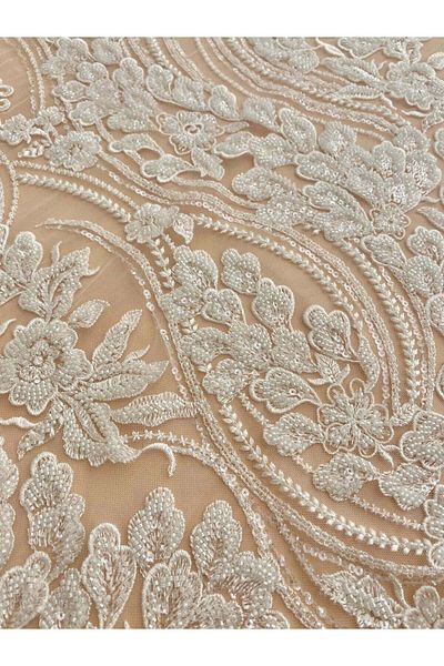 Luxuro Floral Lace with Pearls and Sequins
