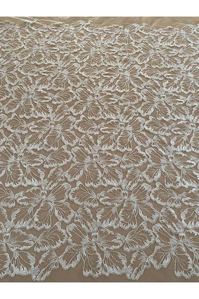 Luxuro Ivory Couture Lace with Floral Pattern, Beads and Sequins