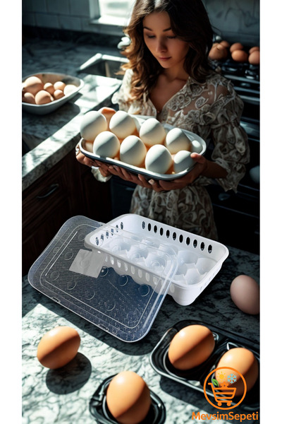 MevsimSepeti 15 Egg Storage Container – White, Refrigerator Organizer & Organizer
