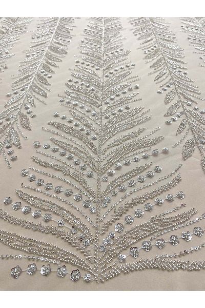 Luxuro Silver Couture Lace with Branches, Beads and Sequins