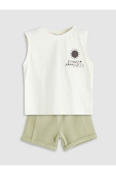 LC Waikiki Lcw Printed Baby Boy Undershirt and Shorts 2 Pack Fast Fashion
