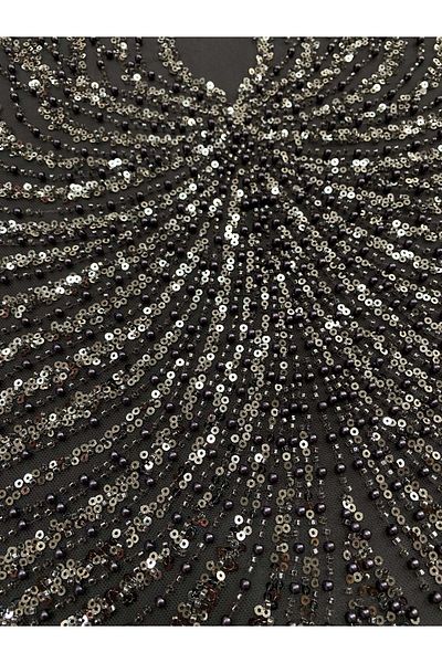 Luxuro Anthracite Grey Couture Lace with Panel, with Pearls, Beads and Sequins