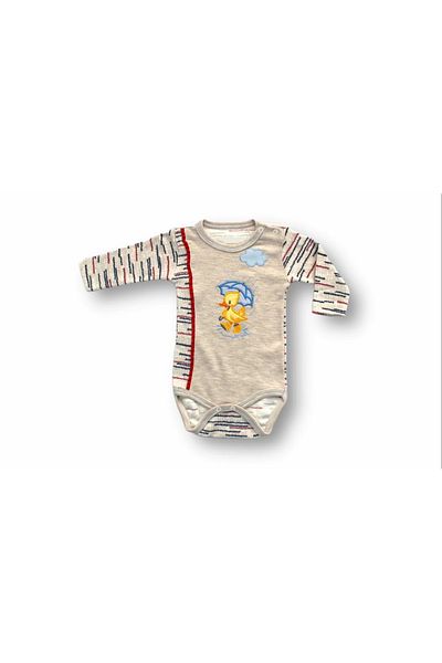 ALFA AKSESUAR 03 3-6 6-9 9-12 Months Umbrella Duck Embroidered Hat Long Sleeve Bodysuit 3-Piece Girl-Boy Baby Set Blue