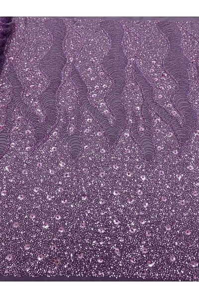 Luxuro Couture Powder Lace with Geometric and Floral Pattern, with Beads and Sequins