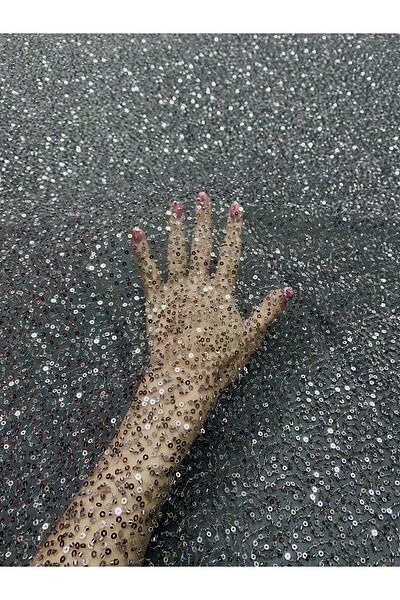 Luxuro Anthracite Grey Couture Lace with General Pattern, with Beads and Sequins