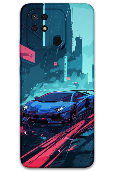 Gramaphone Xiaomi Redmi 10C Compatible Car Pattern Phone Case + Screen Protec...