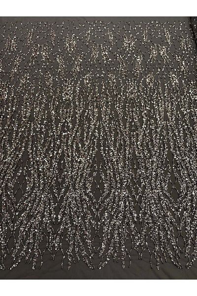 Luxuro Anthracite Grey Couture Lace with Pearls, Beads and Sequins