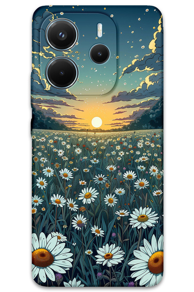 Gramaphone Xiaomi Redmi Note 14 4G Uyumlu Çiçek Desenli Telefon Kılıfı + Ekran Koruyucu - 5792