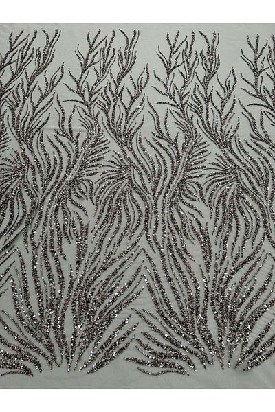 Luxuro Anthracite Grey Couture Lace with Strings, Beads and Sequins