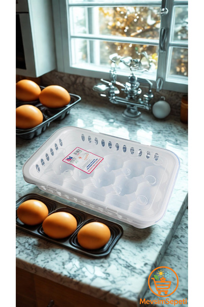 MevsimSepeti 15 Egg Storage Container – White, Refrigerator Organizer & Organizer