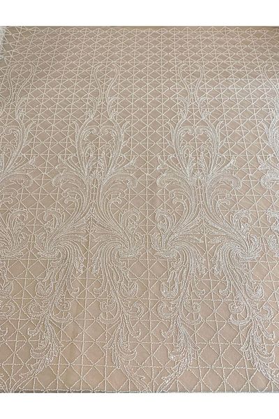 Luxuro Ivory Lace with Geometric Pattern, Pearls and Sequins