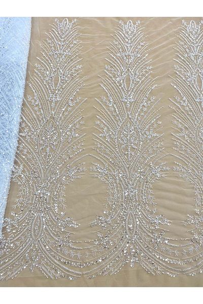 Luxuro Couture Diamond Lace with Panel, with Pearls, Beads and Sequins