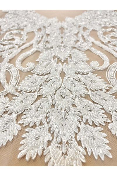 Luxuro Set of Bust Panels with Leaves, Crystals, Pearls and Sequins
