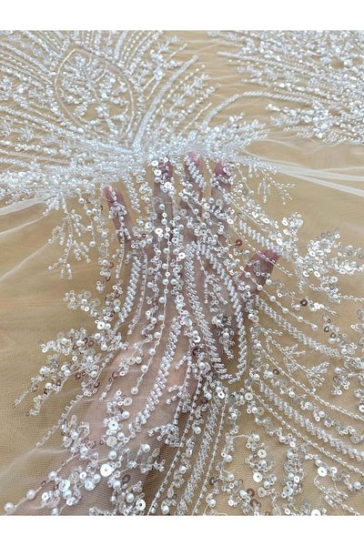 Luxuro Couture Diamond Lace with Panel, with Pearls, Beads and Sequins