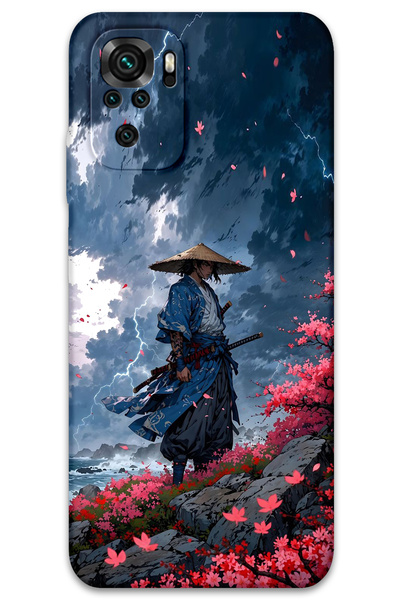 Gramaphone Xiaomi Redmi Note 10s Uyumlu Samuray Desenli Telefon Kılıfı + Ekra...