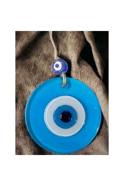 sesengo Διακοσμητικό τοίχου με διάφανο μπλε Evil Eye Beaded 10 cm Γυάλινο Διακόσμηση τοίχου