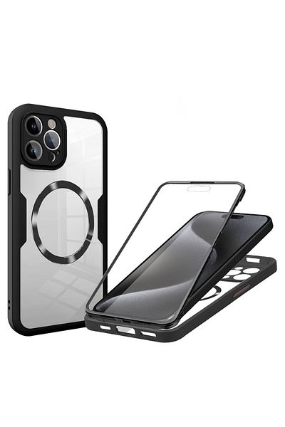 Techsuit IPhone 15 Pro Case + Foil - Techsuit ColorVerse 360 MagSafe Series - Black