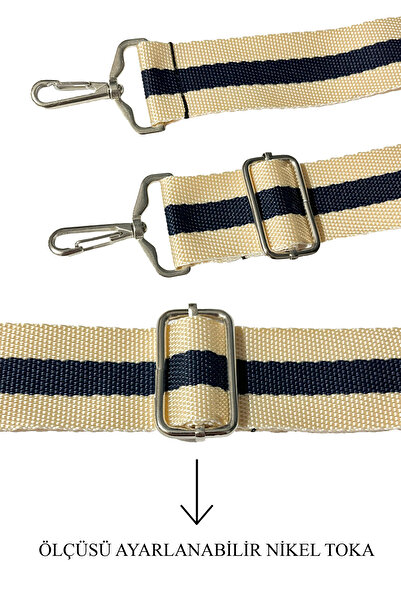 RZ RY ZAGA Çanta Askısı Desenli Polipropilen Kolon Tokası Ayarlanabilir Nikel Tokalı Çanta Sapı 4cm X 125cm