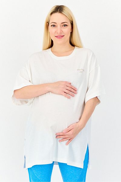 Reebok Maternity Sportswear Fit Short Sleeve Outdoor T-Shirt, White