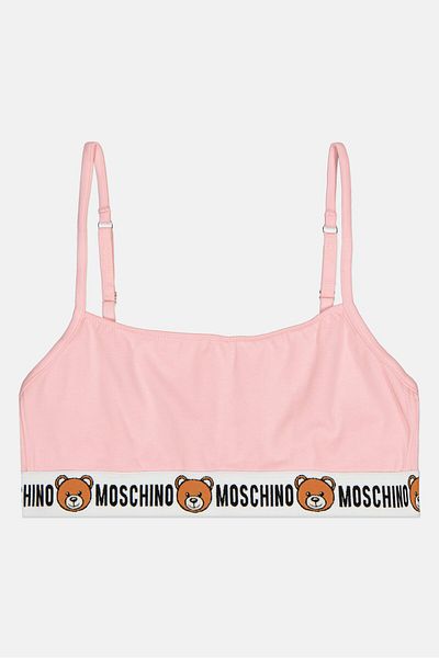 Moschino حمالة صدر نسائية غير مبطنة بشعار العلامة التجارية، لون وردي
