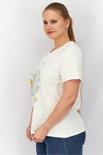 Tchibo Women Round Neck Short Sleeves Graphic Tee, White