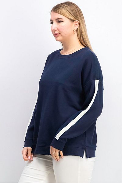 Tchibo Women Crew Neck Colorblock Sweatshirt, Navy
