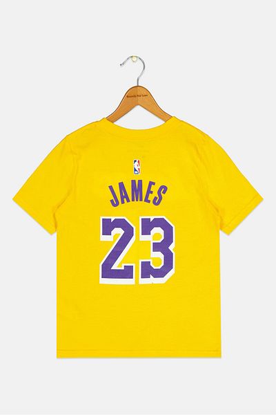 Nike X NBA Kids Boy Lakers Short Sleeve Basketball T-Shirt, Yellow