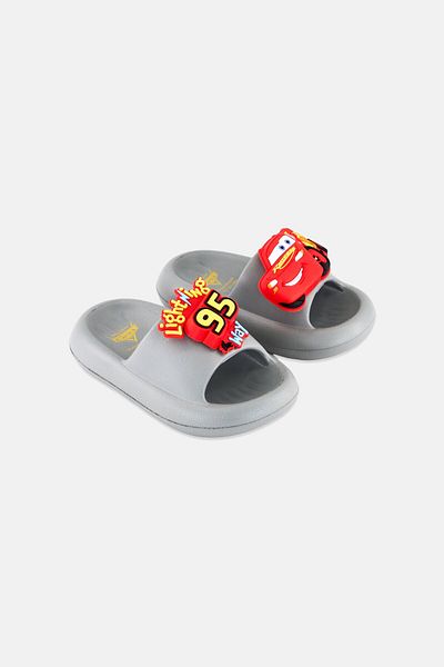 Disney Pixar Toddlers Boy Slip On Lightning McQueen Slide, Grey