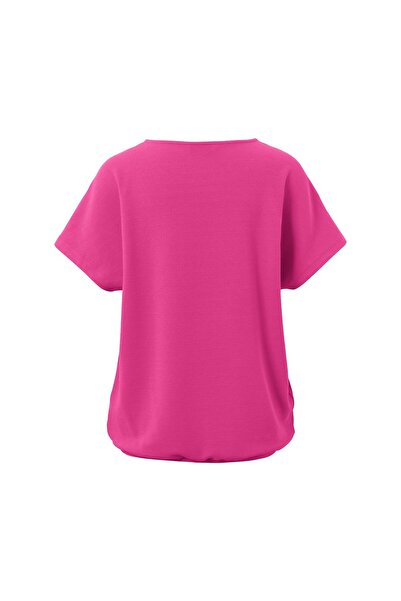 Tchibo Women Round Neck Short Sleeve Textured Top, Pink